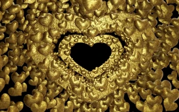 Free Video Stock Slowly Crossing Through A Tunnel Of Golden Hearts
