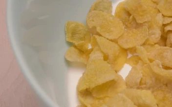 Free Video Stock Slowly Rotating Bowl Of Corn Flake Cereal