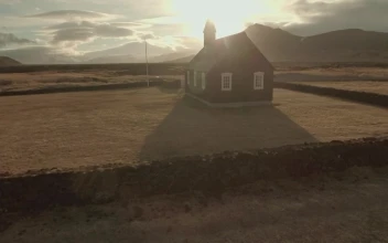Free Video Stock Small Church Against The Mountains