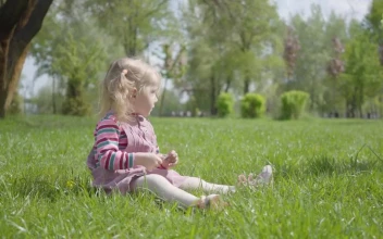 Free Video Stock Small Girl Sitting In Grass And Pointing