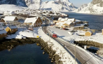 Free Video Stock Small Town Covered In Snow By The Ocean