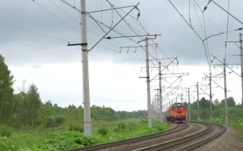 Free Video Stock Small Train Heading Towards A City