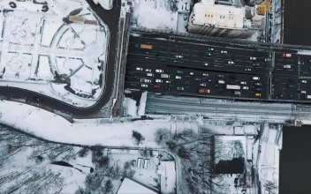 Free Video Stock Snow Covered Buildings By A Large Road  Large