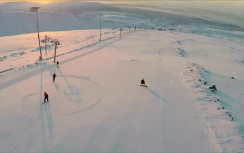 Free Video Stock Snowboarding Late In The Day