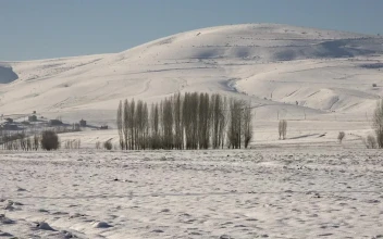 Free Video Stock Snowed Plain And Hills Landscape