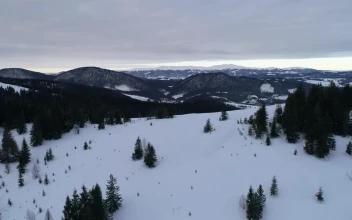 Free Video Stock Snowy Landscape In A Mountain Range