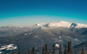 Free Video Stock Snowy Mountains Seen From Afar