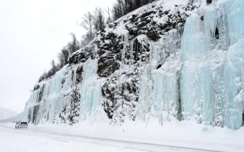 Free Video Stock Snowy Road And A Frozen Mountain