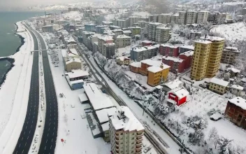 Free Video Stock Snowy Town Buildings In The City