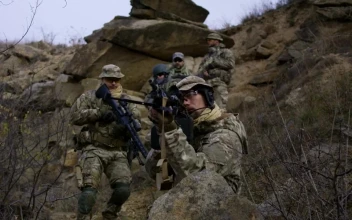 Free Video Stock Soldier Patrol Going Down The Hill