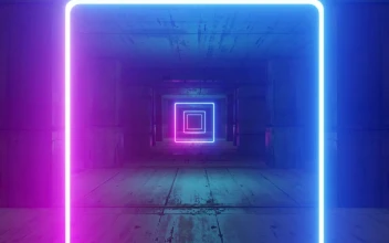 Free Video Stock Some Ancient Ruins With Neon Light Frames