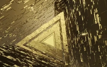 Free Video Stock Spinning Futuristic Golden Tunnel