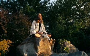 Free Video Stock Spiritual Man Meditating On A Rock In Nature