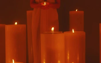 Free Video Stock Spiritual Woman Surrounded By Lots Of Candles