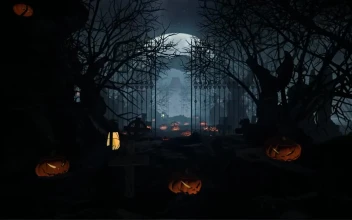 Free Video Stock Spooky Cemetery With Trees And Pumpkins D