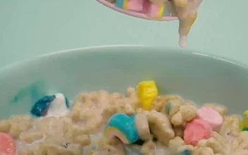 Free Video Stock Spoonful Of Cereal With Marshmallows And Milk