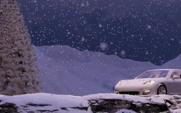 Free Video Stock Sports Car Traveling In A Snowing Road