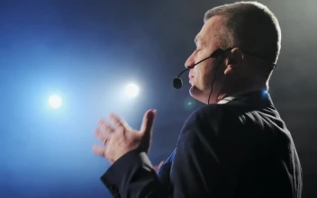 Free Video Stock Spotlights Illuminating A Successful Speaker On Stage
