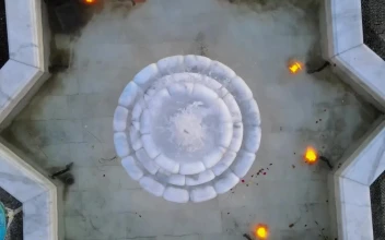 Free Video Stock Star Shaped Fountain In The Center Of A Garden