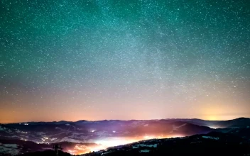 Free Video Stock Starry Sky Over A Village In The Mountains