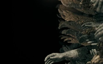 Free Video Stock Stone Sculpture Hands In The Dark