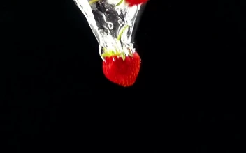 Free Video Stock Strawberries Falling Through Water