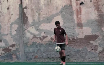 Free Video Stock Street Football Players Practicing Crosses And Shots