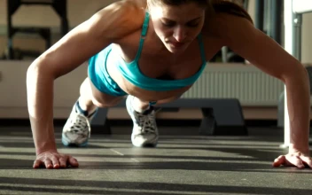 Free Video Stock Strong Woman Doing Push Ups Ground View