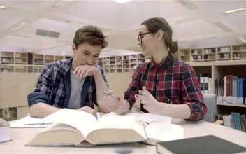 Free Video Stock Students Having Fun In The Library With The Books