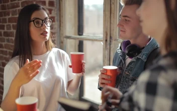 Free Video Stock Students Think And Talk About Ideas While Drinking