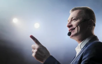 Free Video Stock Successful Lecturer Speaks Passionately On Stage