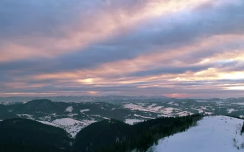 Free Video Stock Sundown In A Winter Landscape Aerial