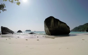 Free Video Stock Sunny Beach With Big Rocks