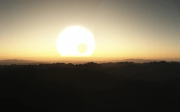 Free Video Stock sunset of a giant sun on an alien planet