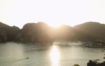 Free Video Stock sunset on a small gulf from above