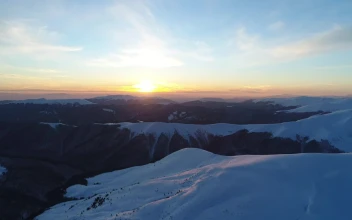 Free Video Stock sunset seen from the winter mountains