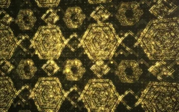 Free Video Stock surface with golden shiny ancient geometric figures