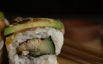 Free Video Stock sushi rolls with soy sauce