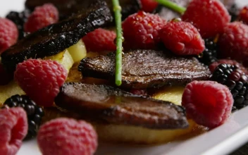 Free Video Stock sweet and sour dish with meat and fruit