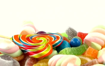 Free Video Stock sweet candies of different types on white background