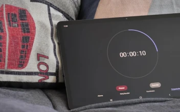 Free Video Stock tablet on a sofa running a timer