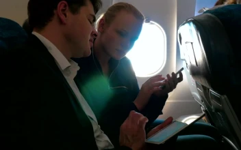 Free Video Stock talking business during a flight