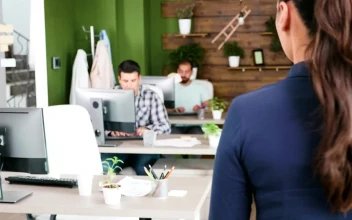 Free Video Stock team leader chats with man in creative office