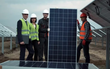 Free Video Stock technical team with solar panel