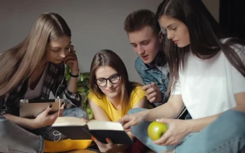 Free Video Stock teenage students share ideas with teacher