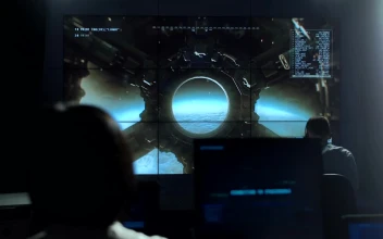 Free Video Stock the mission control center of a space ship