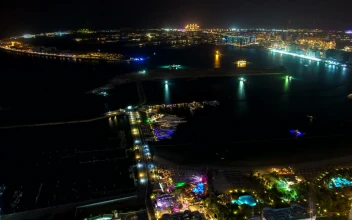 Free Video Stock the palm jumeirah landscape at night