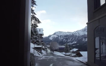 Free Video Stock the streets of a small snowy town