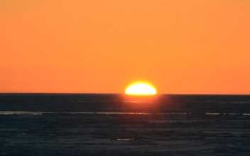 Free Video Stock the sun hiding at sunset on the skyline