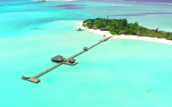 Free Video Stock the turquoise sea pier aerial view
